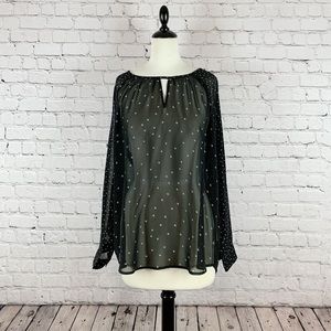 OLD NAVY ~ Sheer Printed Keyhole Top Size L